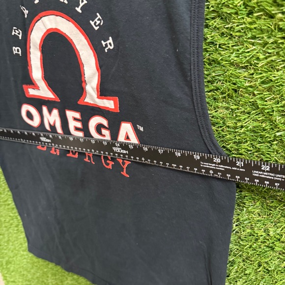 Anvil Omega Energy Be A Player‎ Black Sleeveless Muscle T Shirt Mens L vintage - Picture 5 of 5